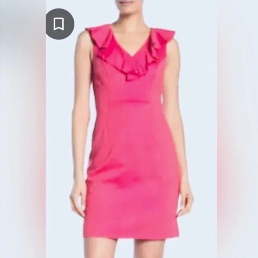 Trina Turk Pink Ruffle BodyCon Dress size 8‎